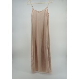 NWT NAP Loungewear Slip Dress Minimalist Maxi Side Slit Champagne Pink M